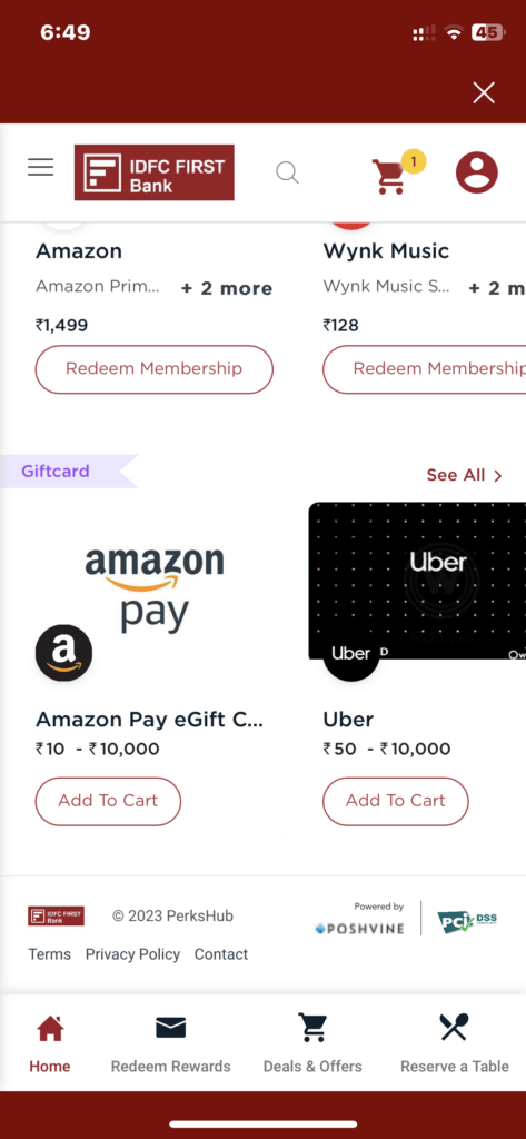 IDFC Rewards Redeem