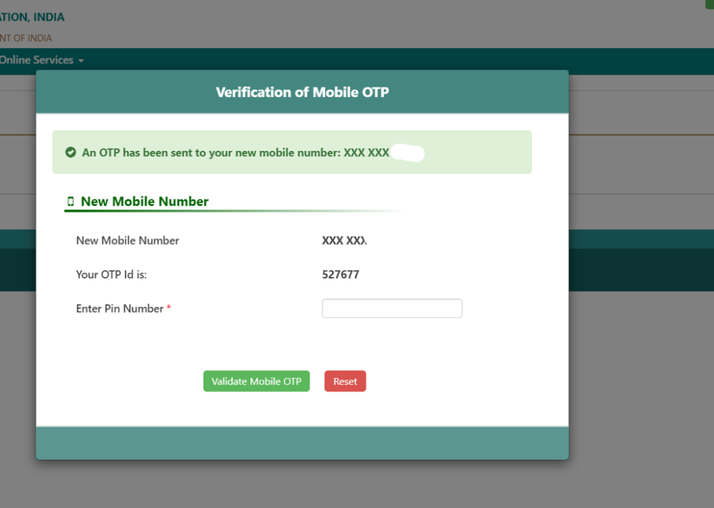 Change mobile in EPFO
