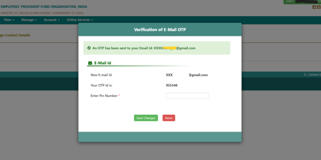 EMAIL ID CHANGE IN UAN