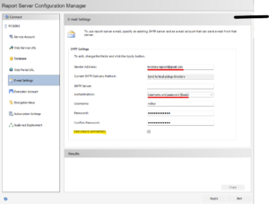 SMTP Server in SSRS/PBIRS