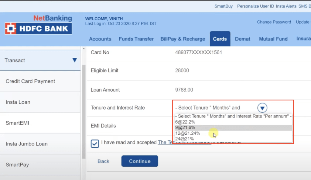 How To Convert Hdfc Credit Card Bill To Emi