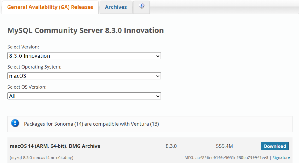 MySQL Download