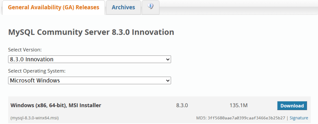 MySQL Download