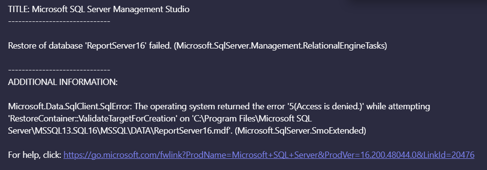 The operating system returned the error '5(Access is denied.)