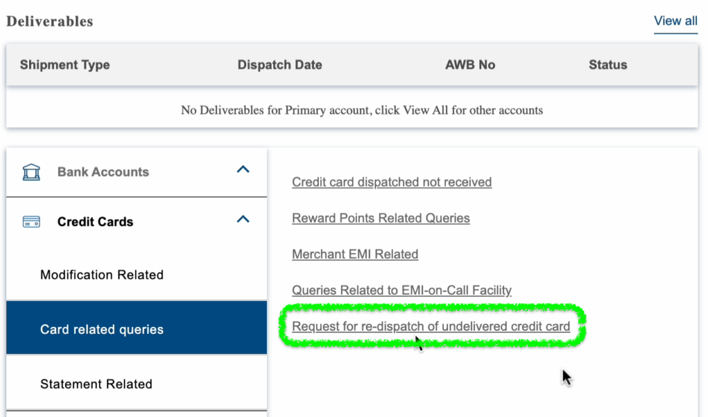 ICICI Bank Credit Card Re-Dispatch