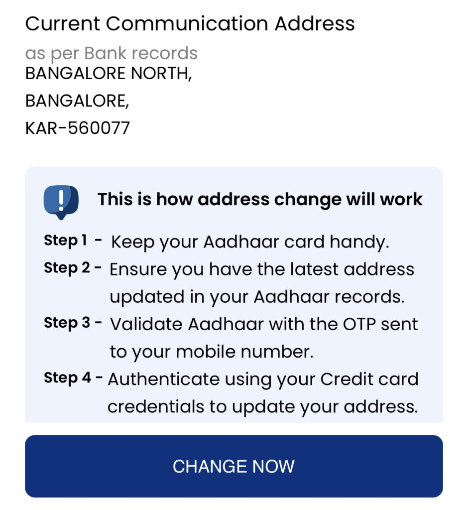 Change Address In HDFC Bank