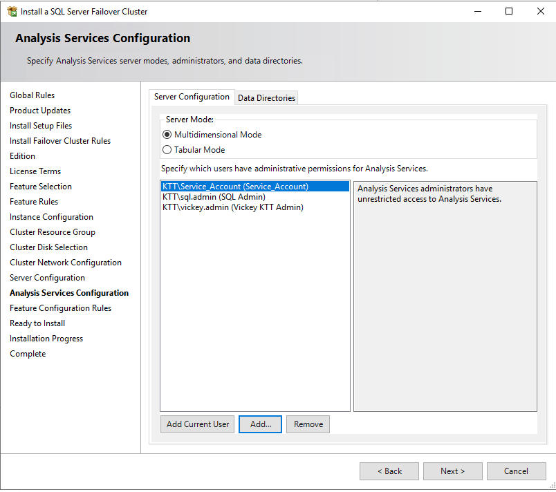 Configure Analysis Services Failover Cluster
