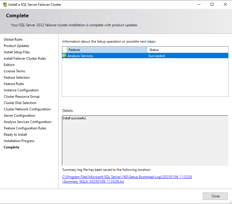 Configure Analysis Services Failover Cluster