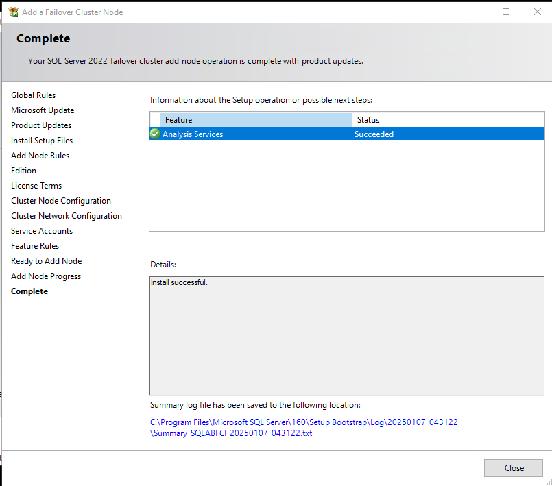 Add Node To Analysis Services Failover Cluster