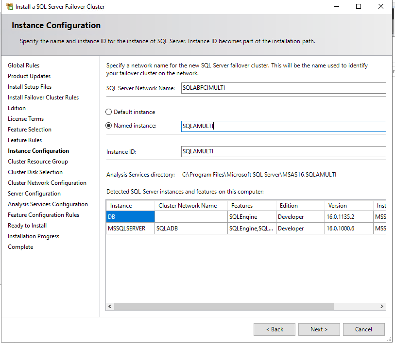 Configure Analysis Services Failover Cluster