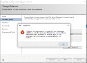 The certificate chain was issued by an authority that is not trusted